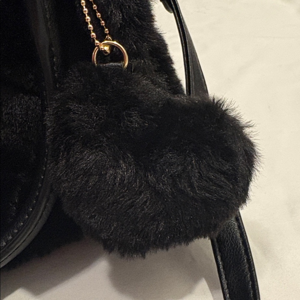 Black Juicy Couture ‘Lets Get Cozy’ Fuzzy Satchel Crossbody Bag - Picture 5 of 7